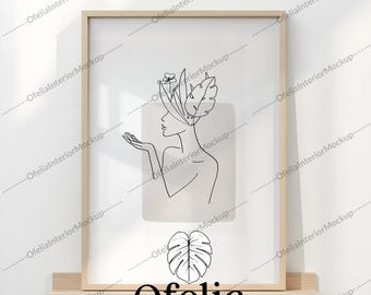 A4 Wood Frame Mockup shlef/Modern Thin Digital Vertical Frame Styled Mockup/Minimalist Clean Mockup/Frame Art Display/JPG PNG psd/ISO A4