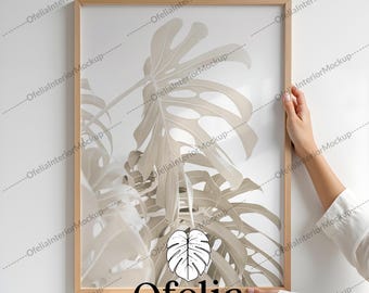 Poster Mockup With Person, DIN A Ratio, ISO A3 Paper Mockup PSD Photoshop Frame Mockup with Hands, Print Mockup Minimal Wall Art Mockup