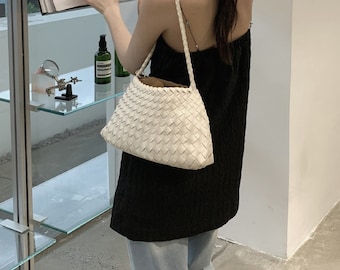 Woven Shoulder Bag, Women&#39;s Underarm Bag, Handwoven Tote Bag with Inner Pocket, Summer Tote Bag
