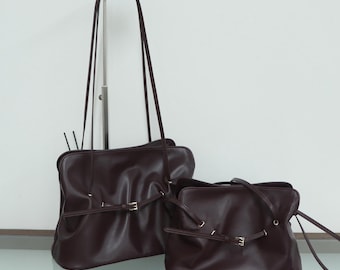 Leather Shoulder Bag, Minimalist Women's Underarm Bag, Elegant Leather Bag