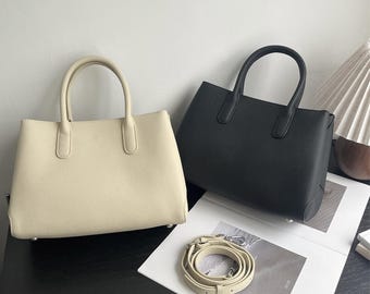 Leder Top Griff Tasche, Minimalistische Lederhandtasche, Damen Einkaufstasche, Lederumhängetasche
