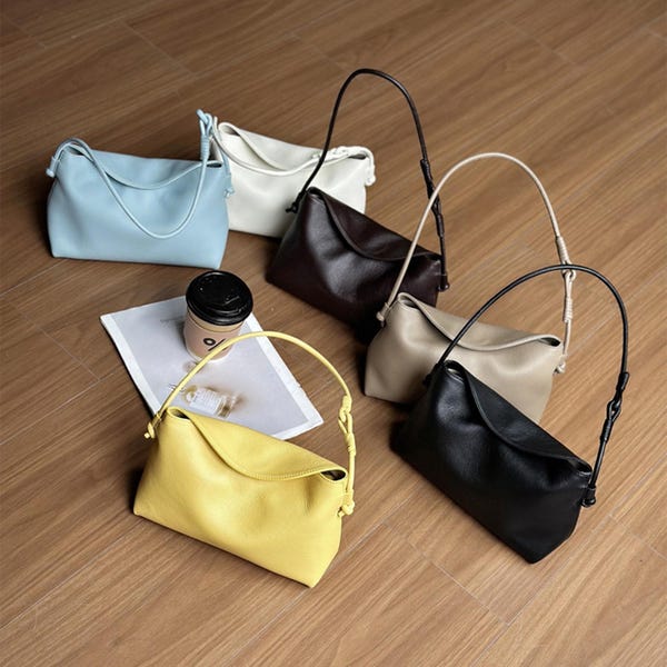 Sac à bandoulière en cuir, sac en cuir lisse, sac sous les bras pour femme, sac à bandoulière minimaliste