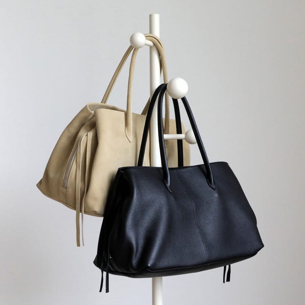 Bolso de mano de cuero, bolso minimalista de cuero, bolso grande con asa superior, bolso clásico para el día a día