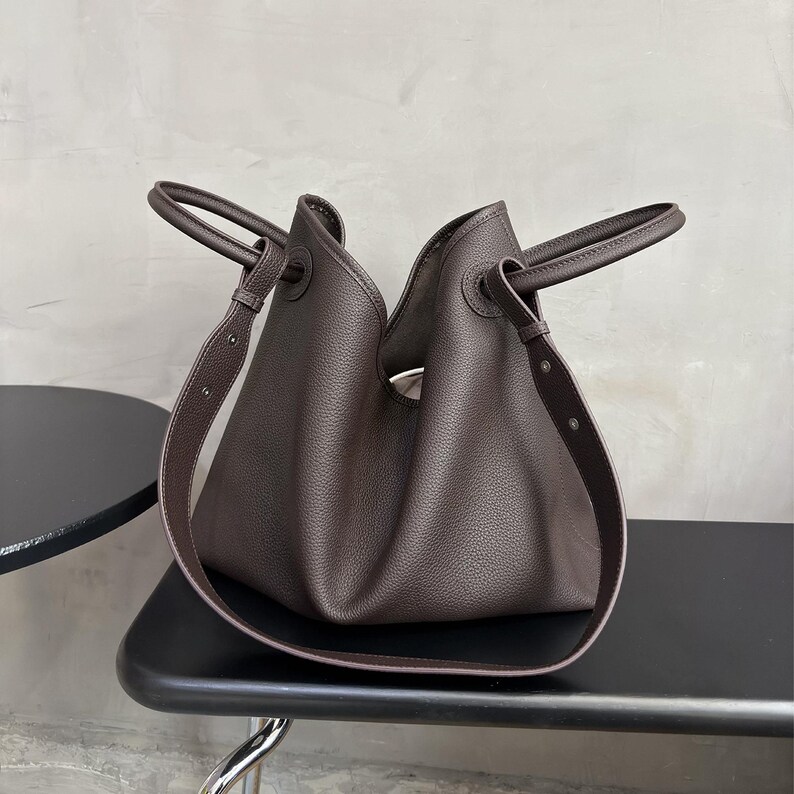 Unstructured Bags Minimal Leather Tote Bag, Leather Handbag, Women's Top Handle Bag ...
