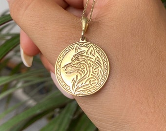 Celtic Wolf Pendant: Sterling Silver Viking Amulet Necklace
