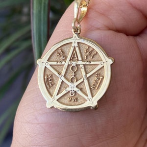 14K Gold  Tetragrammaton Pendant Necklace - Spiritual Protection Symbol Jewelry - Sacred Hebrew Amulet, 925K Silver Available, YHWH/YHVH