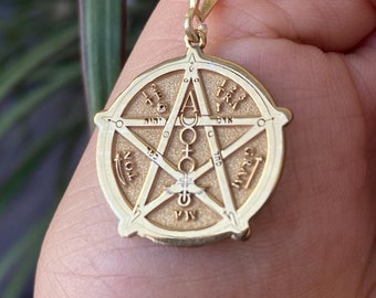 14K Gold  Tetragrammaton Pendant Necklace - Spiritual Protection Symbol Jewelry - Sacred Hebrew Amulet, 925K Silver Available, YHWH/YHVH