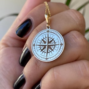 14K Gold Compass Necklace - Nautical Navigation Pendant - 925K Silver, Traveler’s Protection Amulet, Adventure Symbol, Wanderlust Jewelry