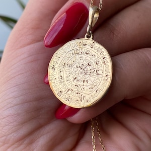 ファイストス ディスク ペンダント ネックレス - ファイストス ギリシャ シンボル ジュエリー - 14K ソリッド ゴールド / 925 スターリング シルバー - 古代シンボル - 古代ギリシャ ペンダント