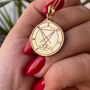 Lucifer Sigil Necklace-Witchcraft Symbol Pendant - 925 Sterling Silver / 14K Solid Gold - Occult Symbol Medallion-Mystical Amulet, Talisman
