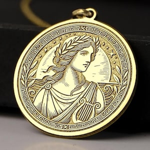 14K Gold Sappho Pendant: Ancient Greek Poet, Feminine Wisdom Jewelry