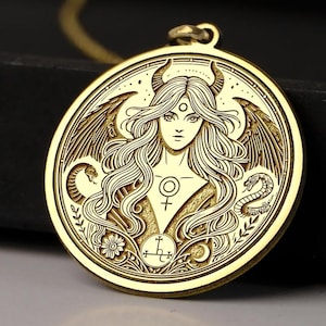 14K Gold Lilith Necklace - Dark Feminine Goddess Pendant, 925K Silver Mystical Jewelry, Divine Feminine Symbol Gift for Empowered Women