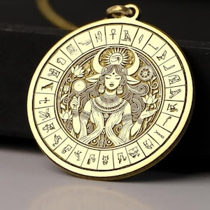 14K ゴールド ハトホル ネックレス - エジプトの愛の女神ペンダント、925K シルバーの神聖な女性のお守り、古代の神聖なジュエリーギフト、ハトホル女神