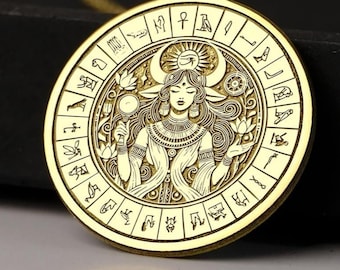 14K Gold Hathor Pendant: Egyptian Goddess Necklace, Divine Feminine Amulet