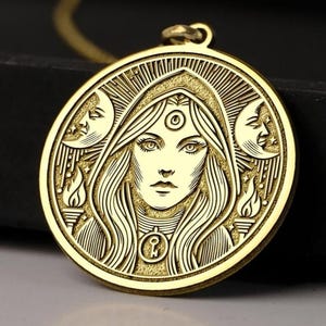 14K Gold Hekate Halskette - Griechische Göttin der Magie & der Scheideweg - Griechische Mythologie Anhänger, Esoterik Schmuck Geschenk, Hekate Göttin