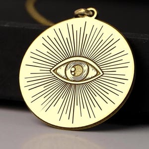 14K Gold All Seeing Eye Necklace - Evil Eye Protection & Spiritual Awakening Pendant - 925K Silver, Illuminati Jewelry, Mystic Gift