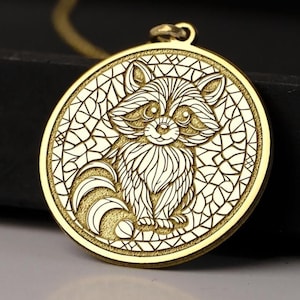 14K Gold Raccoon Necklace – Spirit Animal Jewelry, 925K Sterling Silver Totem Pendant, Clever Woodland Creature Gift