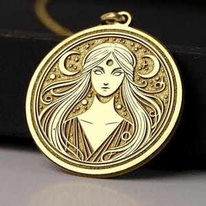 Goddess Nyx Silver Pendant Ebony Night Goddess Silver Greek