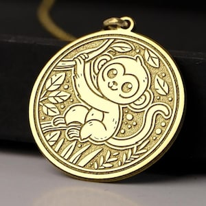 14K Gold Baby Affe Halskette - Verspielter Tier Schmuck, niedlicher Affe Anhänger, 925er Silber Anhänger, Geschenk für Wildtier-Liebhaber, entzückender Schmuck