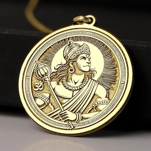 14K Gold Lord Hanuman Necklace - Hindu Monkey God Pendant, 925K Silver Spiritual Warrior Jewelry, Yoga Meditation Strength Amulet Gift