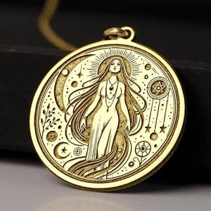 14k Gold Lilith Dark Goddess Necklace – Feminine Power Amulet – Occult Witch Jewelry – Celestial Moon Pendant – Sacred Divine Feminine Gift