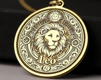 14K guld Lejonet Zodiac-hängehalsband: Astrologisk gåva