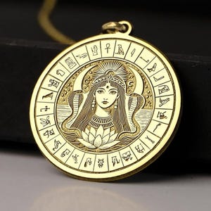 14K Gold Cleopatra Necklace – Egyptian Queen Pendant, 925K Silver Ancient Power Jewelry, Regal Goddess Amulet Gift
