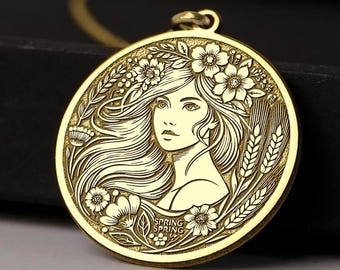 14K Gold Persephone Pendant: Sterling Silver Greek Goddess Necklace