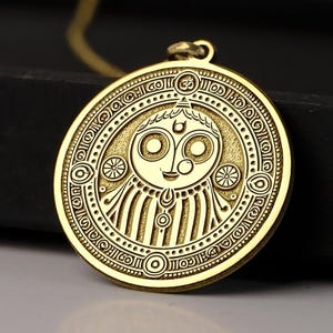 14K Gold Lord Jagannath Necklace - Hindu God Pendant for Devotion, Protection & Spiritual Blessings, 925K Silver Yoga Meditation Jewelry