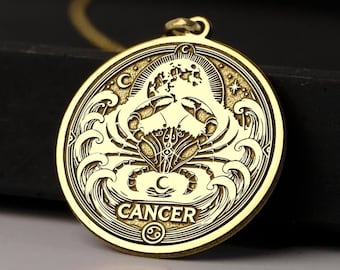 14K Gold Cancer Zodiac Necklace: Astrology Gift, 925K Silver Option