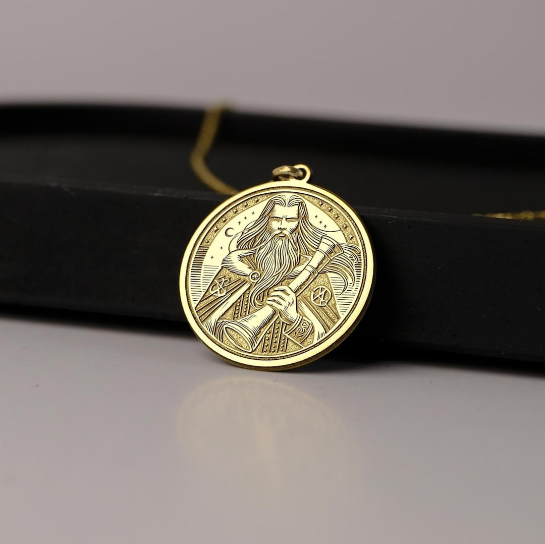 Naszyjnik Heimdall z 14-karatowego złota: wisiorek z nordyckiego