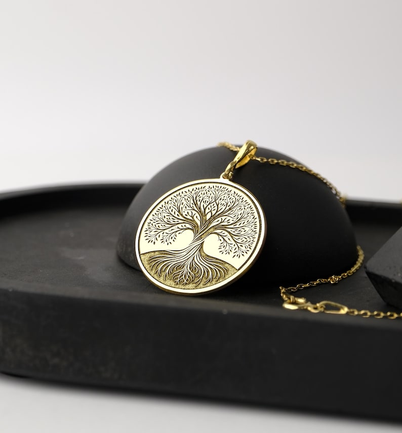 14K Gold Tree of Life Pendant - Sterling Silver Sacred Roots Necklace ...
