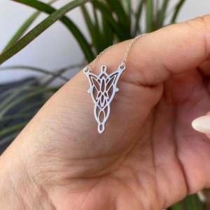925 kt zilveren Arwen-ketting - Eflique Evenstar-ketting - sprookjesprinseshanger met dunne ketting - cadeau voor Elvis Queen Lover-sieraden