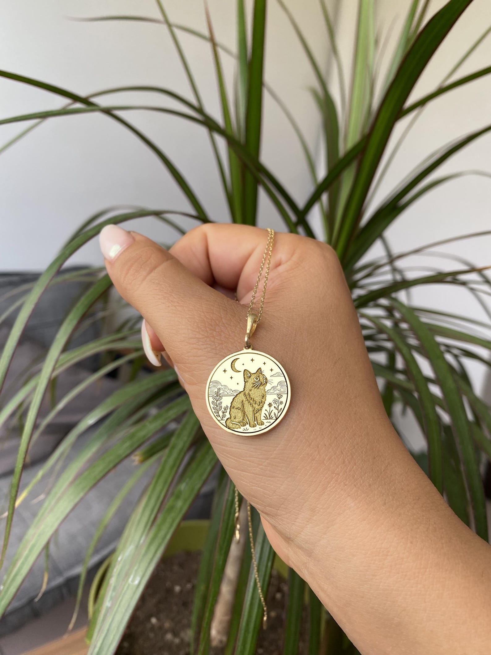 14K Gold Black Cat Necklace – 925K Silver Moon Feline Pendant - Etsy