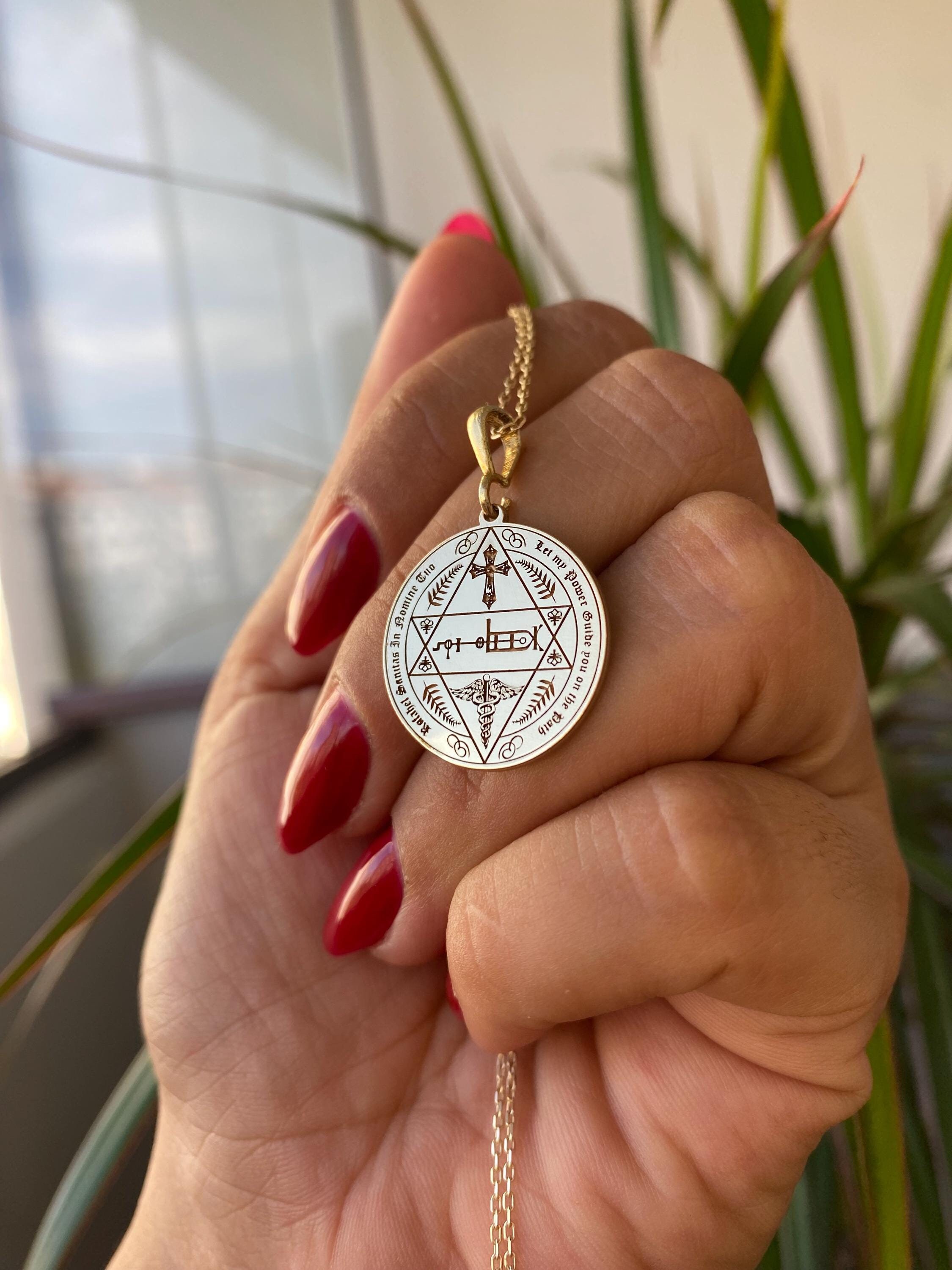 14K Gold Archangel Raphael Talisman Necklace - Healing & Protection Amulet - Spiritual Guidance, 925K Silver Option, Angelic Jewelry Gift