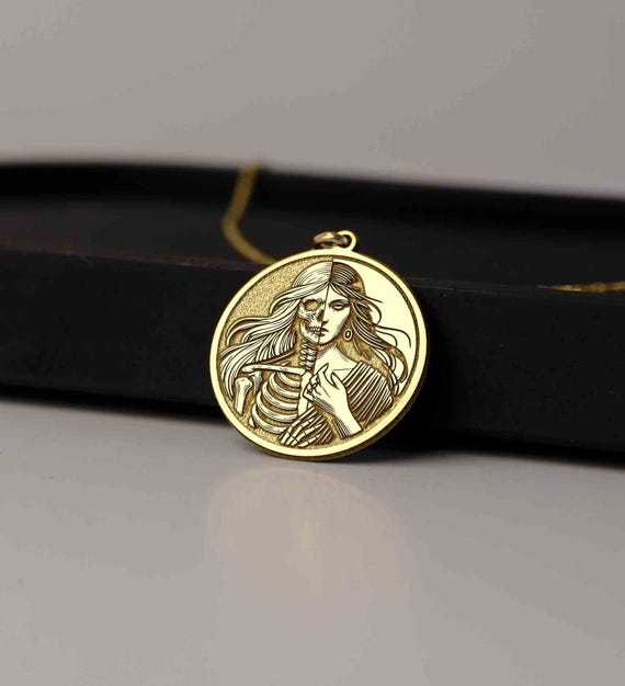 Hel Pendant: 14K Gold Norse Goddess Amulet - Viking Pagan Jewelry