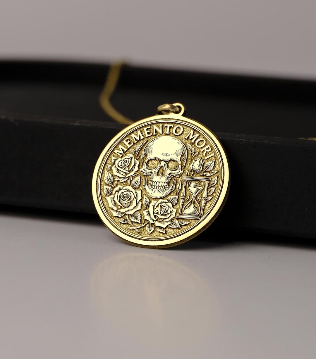 14K Gold Memento Mori Skull Necklace: Sterling Silver Stoic Pendant - Etsy
