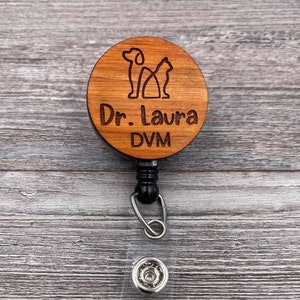 Veterinarian Badge Reel, Vet Technician Badge Reel, Dog and Cat Badge Reel, Custom/Personalized ID Badge, Retractable Badge Reel, Work ID
