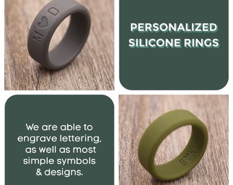 PERSONALIZED - 8MM Beveled Edge Silicone Ring, Wedding Band, Wedding Ring, Custom Ring, Unique Ring, Lightweight Ring, Jewelry