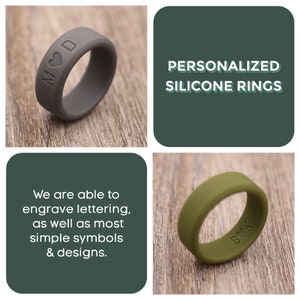 PERSONALIZED - 8MM Beveled Edge Silicone Ring, Wedding Band, Wedding Ring, Custom Ring, Unique Ring, Lightweight Ring, Jewelry