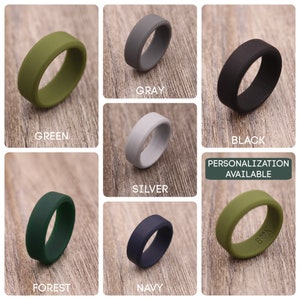 PLAIN - 8MM Beveled Edge Silicone Ring, Wedding Band, Wedding Ring, Custom Ring, Unique Ring, Lightweight Ring, Jewelry