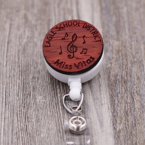 Music Teacher Badge Reel with Name, Music Notes, Retractable Badge Reel, School Badge, Teacher ID, Custom Badge, Teacher Gift