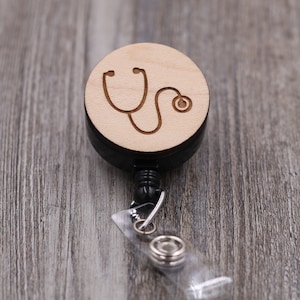 Stethoscope Badge Reel, Nurse, Doctor, Medical, RN, Custom ID Badge, Retractable Badge Reel, Work ID, Custom Badge, Personalized Badge