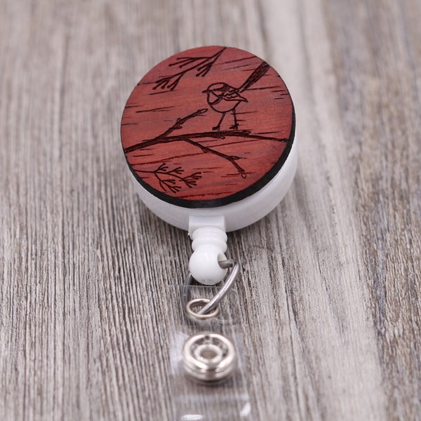 Single Bird on Branch Badge Reel, Nature, Birds, Custom ID Badge, Retractable Badge Reel, Work Badge, Personalized Badge, Coworker Gift