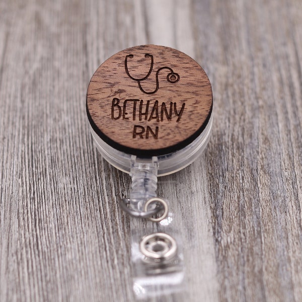 Stethoscope Badge Reel with Name, Nurse, Doctor, Medical, RN, Custom ID Badge, Retractable Badge Reel, Work ID, Personalized Badge