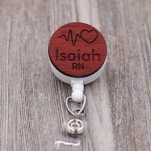 EKG Badge Reel with Name, Cardiologist, Medical, Heart Health, Doctor, Custom ID Badge, Retractable Badge Reel, Work ID, Personalized Badge