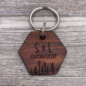 Pine Trees Keychain, Rustic, Woods, Best Friend Gift, Personalized Keychain, Custom Keychain, Wood Keychain, Boyfriend Gift, Girlfriend Gift