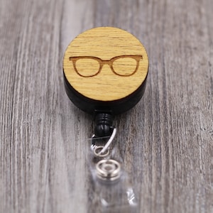 Glasses, Optician Badge Reel, Optometrist, Ophthalmologist, Eyes, Medical, Custom ID Badge, Retractable Badge Reel, Personalized Badge