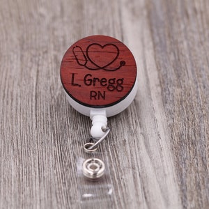 Heart Stethoscope Badge Reel with Name, Nurse, Doctor, Medical, RN, Custom ID Badge, Retractable Badge Reel, Work ID, Personalized Badge