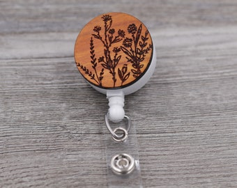 Wildflowers Badge, Name Badge Reel, Custom ID Badge, Retractable Badge Reel, Work Badge, Work ID, Personalized Badge, Co Worker Gift